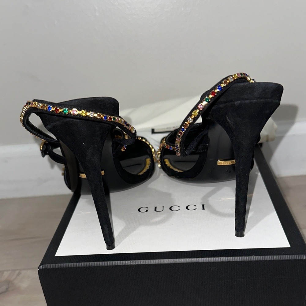 Gucci Black and Gold Embellished Heels - Picture 7 of 10